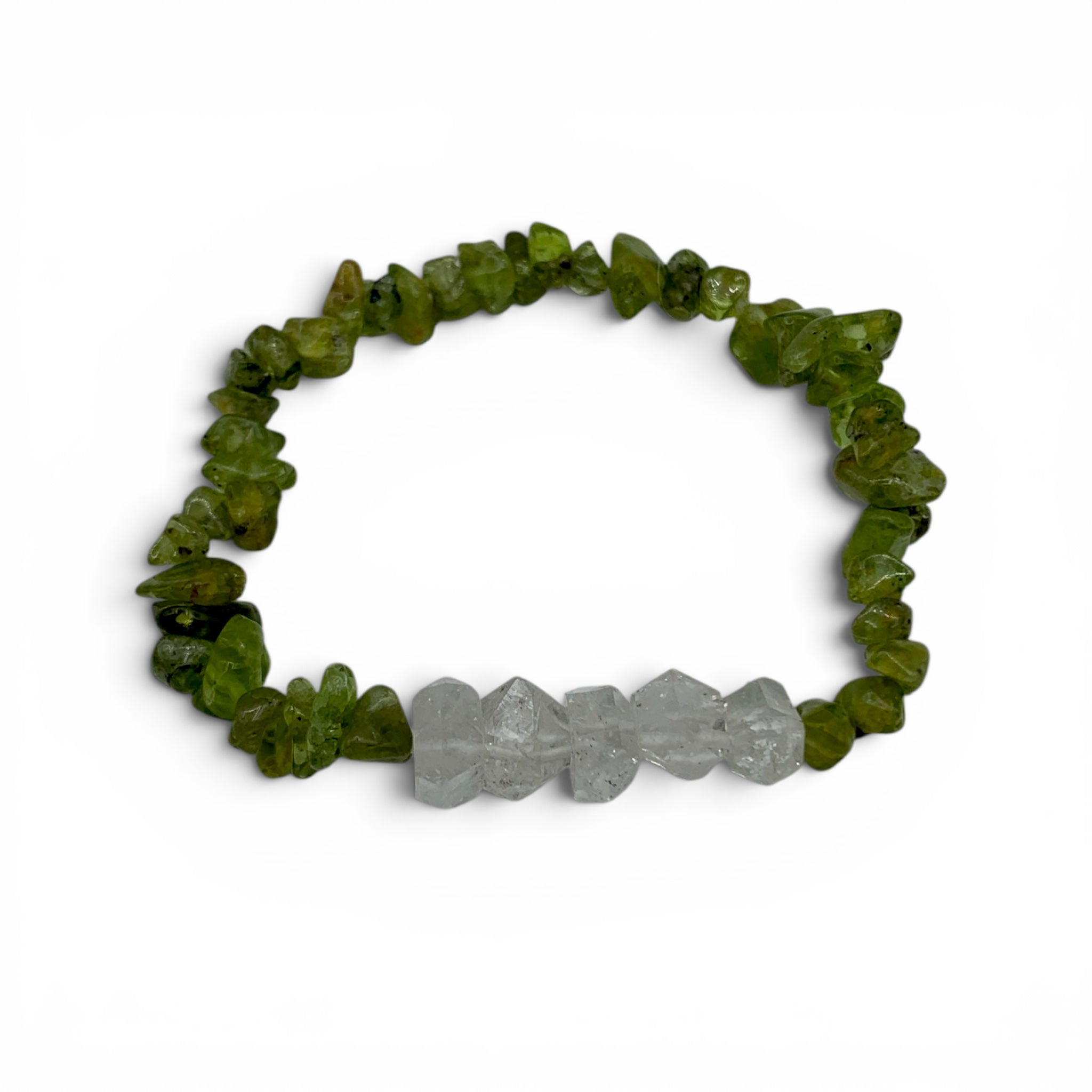 Bracelet - Peridot Chip & Herkimer Diamond $40